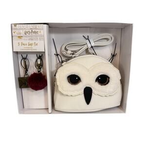 Bioworld Harry Potter 3 Piece Gift Set Hedwig OWL Crossbody Bag Purse White NIB